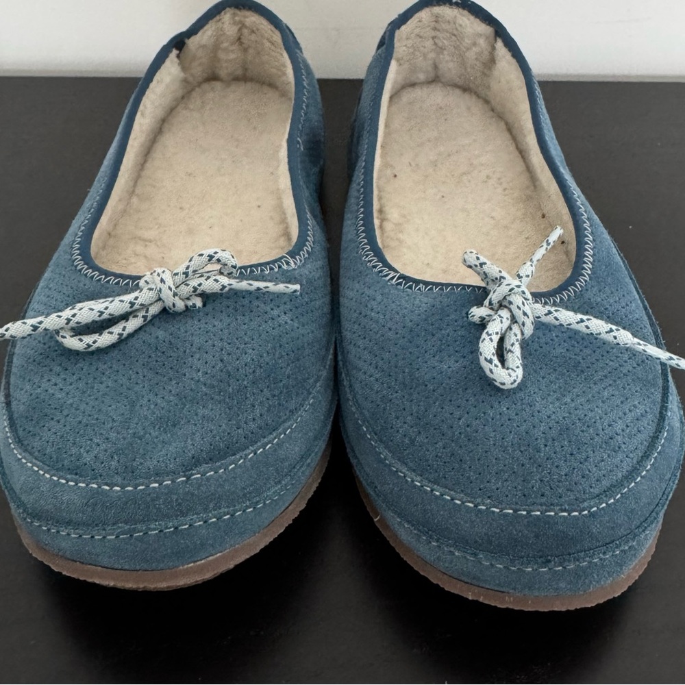 L.L.Bean‎ Womens Fleece Lined Blue Suede Slippers Slip-On Moccasins Size 11 M - Picture 3 of 9
